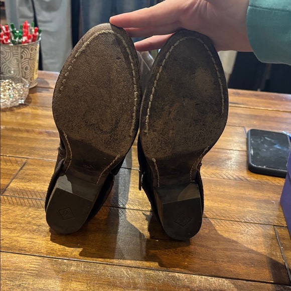 Donald J. Pliner Distressed Dark Brown Leather Boots - Picture 4 of 6